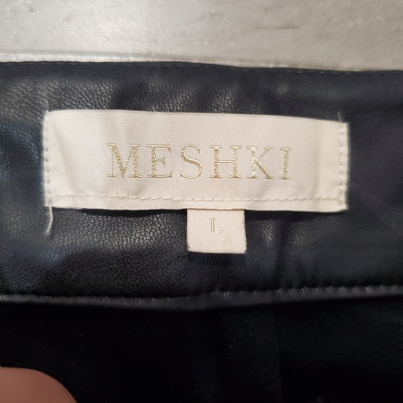 Meshki Shayla Skinny Faux Leather High-Rise Split Pant in Black Women's L. 29". - Picture 4 of 15
